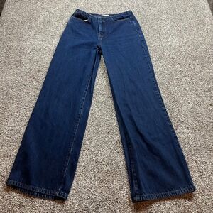 Mishki Jeans Womens 6 High Rise Wide Leg Dark Wash Denim 28X30 baggy